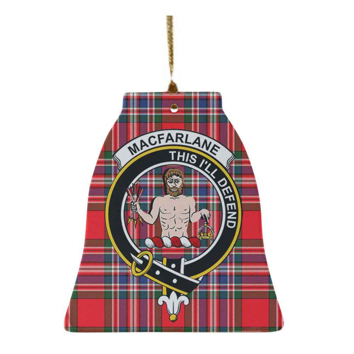 Scottish MacFarlane Clan Crest Tartan Ceramic Ornament Bell Shape Tartan Plaid