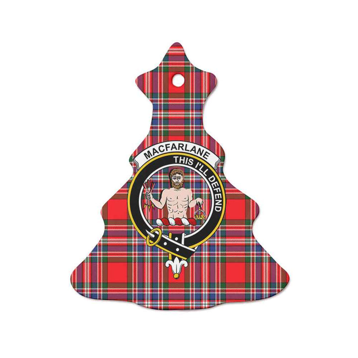 Scottish MacFarlane Clan Crest Tartan Ceramic Ornament Tree Shape Tartan Plaid