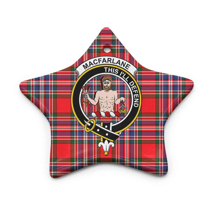 Scottish MacFarlane Clan Crest Tartan Ceramic Ornament Star Shape Tartan Plaid