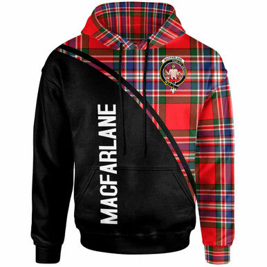 Scottish MacFarlane Clan Crest Tartan Curve Hoodie Front Side Tartan Plaid