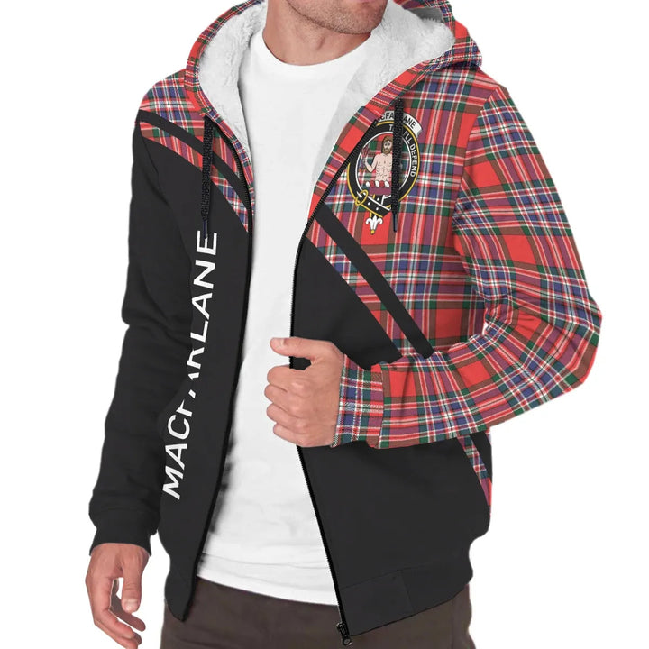 Scottish MacFarlane Clan Crest Tartan Curve Sherpa Hoodie