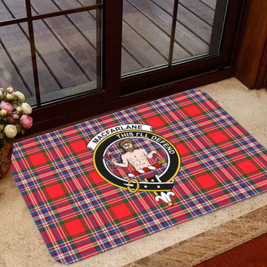 Scottish MacFarlane Clan Crest Tartan Door Mat Tartan Plaid 1