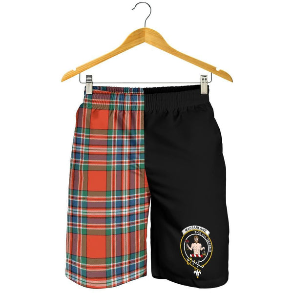 Scottish MacFarlane Clan Crest Tartan Half of Me Men's Shorts
