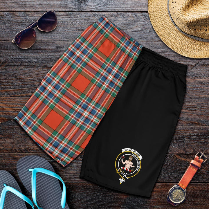 Scottish MacFarlane Clan Crest Tartan Half of Me Men's Shorts