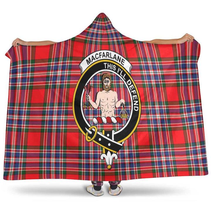 Scottish MacFarlane Clan Crest Tartan Hooded Blanket Tartan Plaid 1