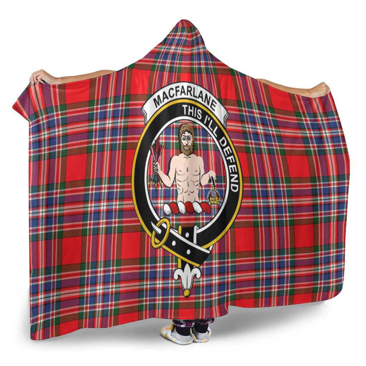 Scottish MacFarlane Clan Crest Tartan Hooded Blanket Tartan Plaid 2