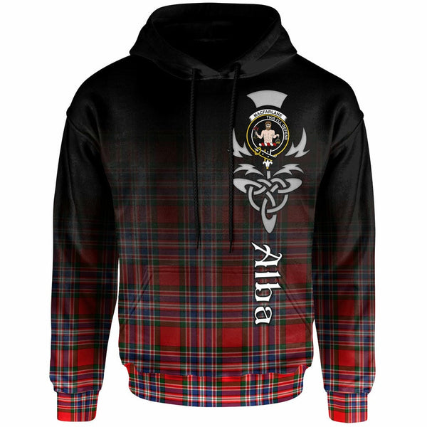 Scottish MacFarlane Clan Crest Tartan Hoodie - Alba Gu Brath Family Crest Celtic Inspired Front Side Tartan Plaid