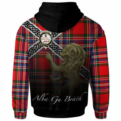 Scottish MacFarlane Clan Crest Tartan Hoodie - Scotland Lion Back Side Tartan Plaid
