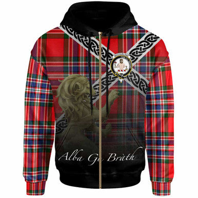 Scottish MacFarlane Clan Crest Tartan Hoodie - Scotland Lion Zip-up Tartan Plaid