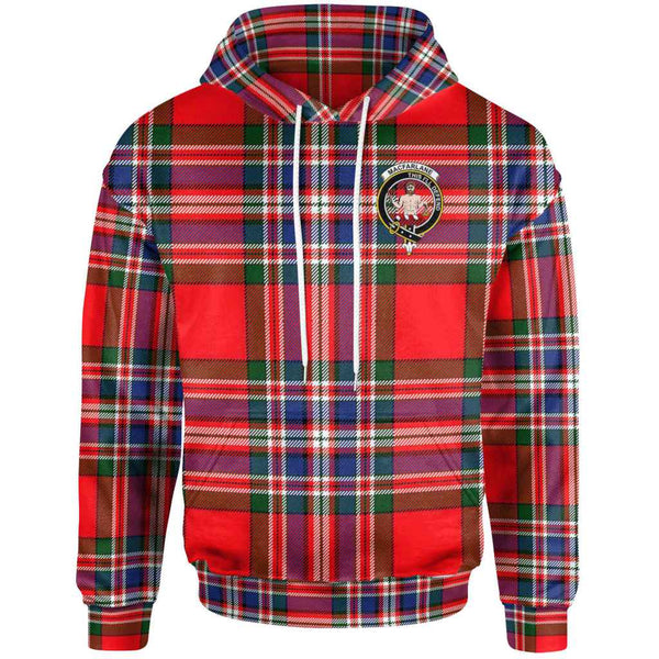 Scottish MacFarlane Clan Crest Tartan Hoodie Front Side Tartan Plaid