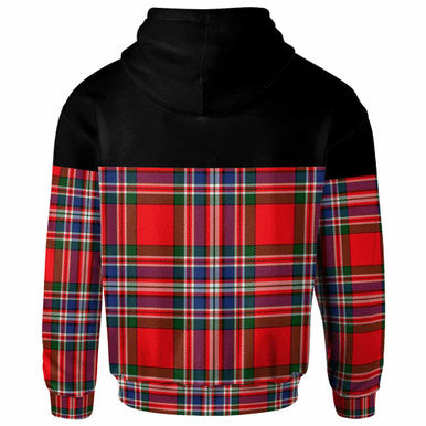 Scottish MacFarlane Clan Crest Tartan Hoodie - Horizontal Style Back Side Tartan Plaid