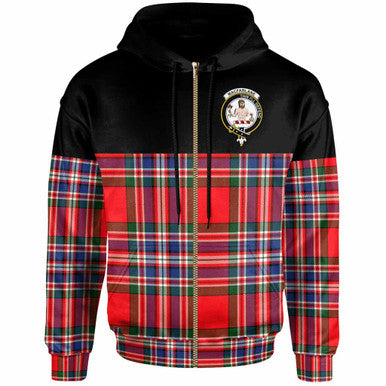 Scottish MacFarlane Clan Crest Tartan Hoodie - Horizontal Style Zip-up Tartan Plaid