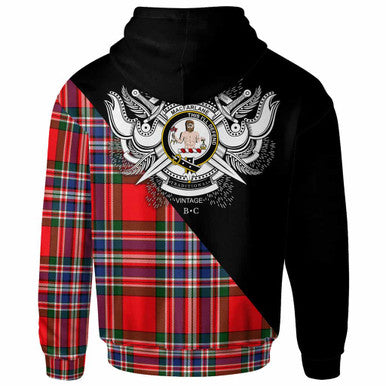Scottish MacFarlane Clan Crest Tartan Hoodie - Military Logo Back Side Tartan Plaid