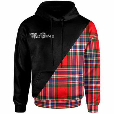 Scottish MacFarlane Clan Crest Tartan Hoodie - Military Logo Front Side Tartan Plaid