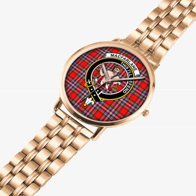 Scottish MacFarlane Clan Crest Tartan Instafamous Steel Quartz Watches Tartan Plaid Rose Gold 2
