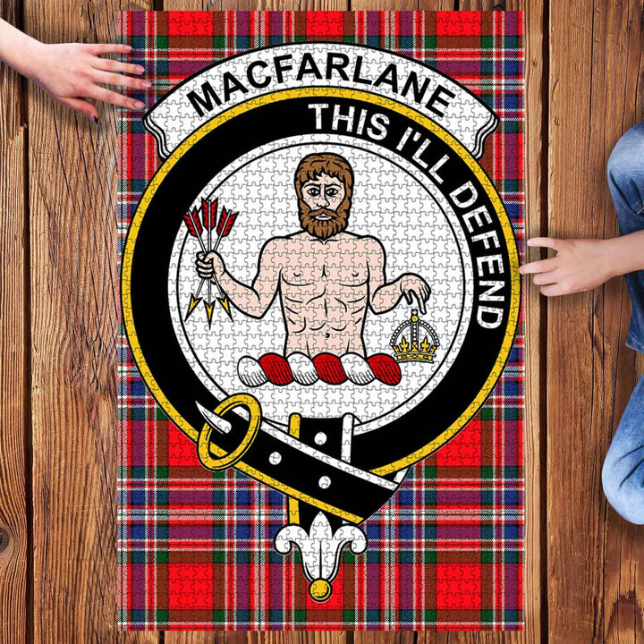 Scottish MacFarlane Clan Crest Tartan Jigsaw Puzzle 3