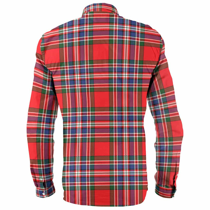 Scottish MacFarlane Clan Crest Tartan Long Sleeve Shirt Back Side Tartan Plaid