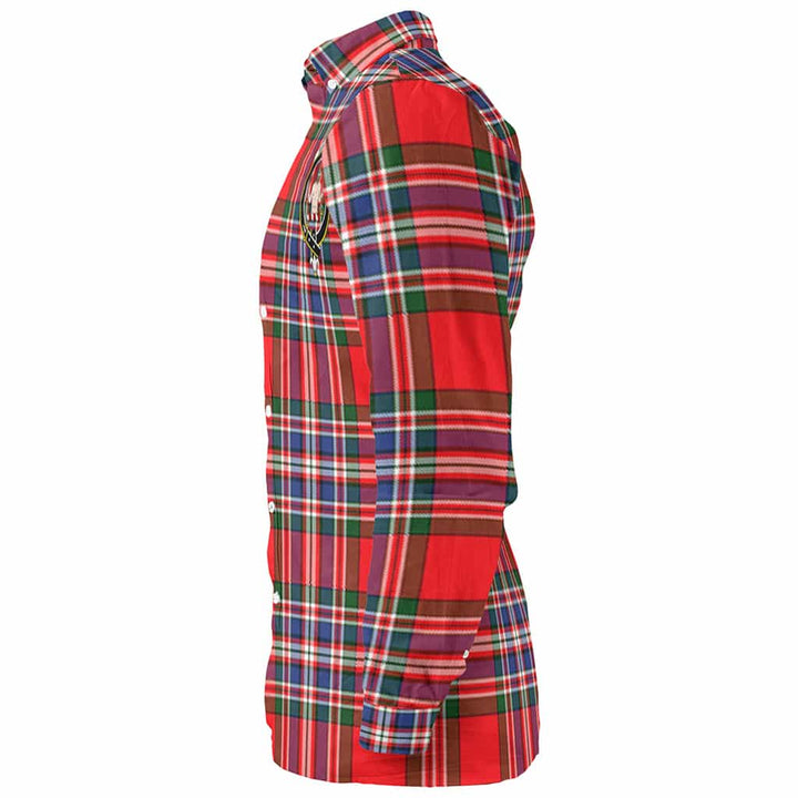 Scottish MacFarlane Clan Crest Tartan Long Sleeve Shirt Tartan Plaid