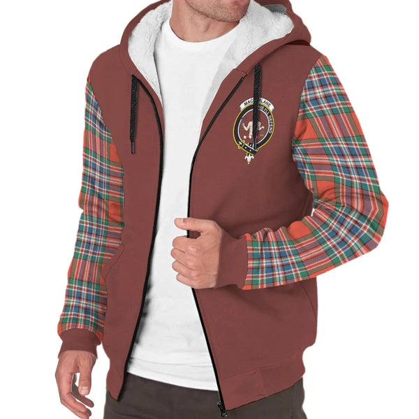 Scottish MacFarlane Clan Crest Tartan Plaid Sleeve Sherpa Hoodie