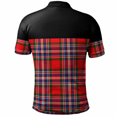 Scottish MacFarlane Clan Crest Tartan Polo Shirt - Horizontal Style Back Side Tartan Plaid