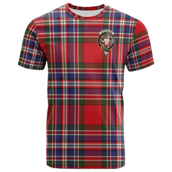 Scottish MacFarlane Clan Crest Tartan T-Shirt Front Side Tartan Plaid