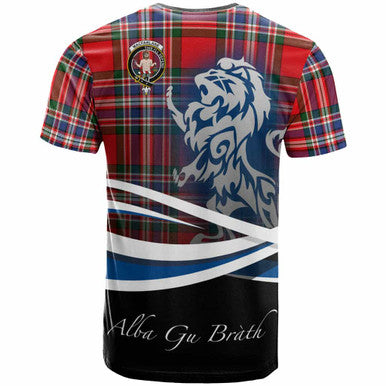 Scottish MacFarlane Clan Crest Tartan T-Shirt - Scotland Lion Back Side Tartan Plaid
