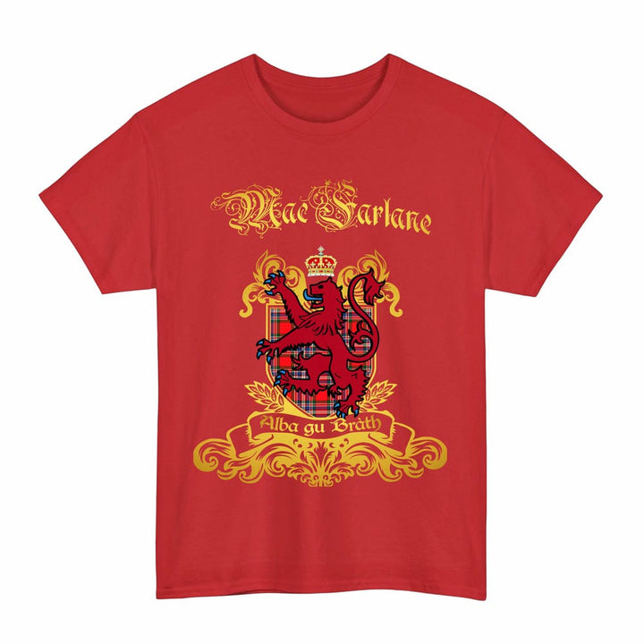 Scottish MacFarlane Clan Tartan Lion Rampant of Scotland T-Shirt Tartan Plaid Red Color