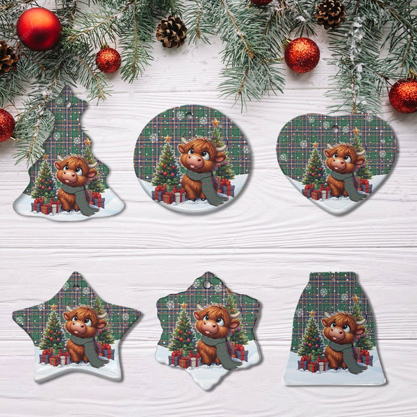 Scottish MacFarlane Hunting Ancient Clan Tartan Ceramic Ornament Cute Highland Cow Christmas All Style Tartan Plaid