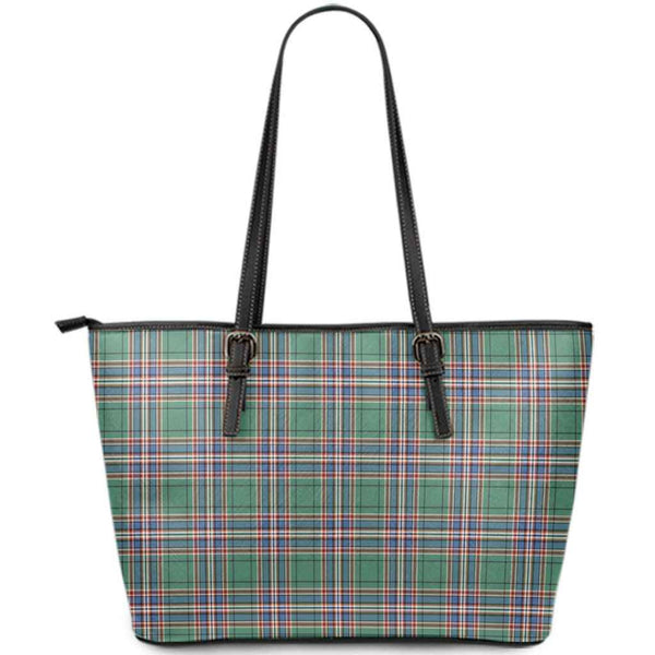 Scottish MacFarlane Hunting Ancient Clan Tartan Leather Tote Tartan Plaid