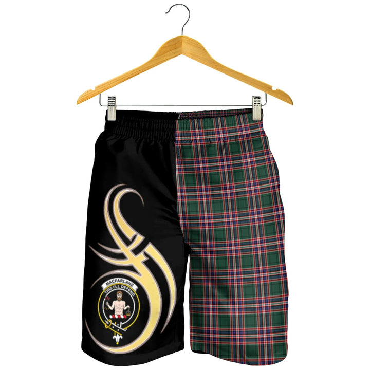 Scottish MacFarlane Hunting Modern Clan Crest Tartan Believe in Me Men's Shorts