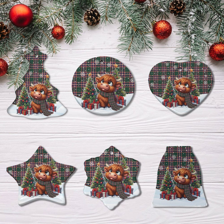 Scottish MacFarlane Hunting Modern Clan Tartan Ceramic Ornament Cute Highland Cow Christmas All Style Tartan Plaid