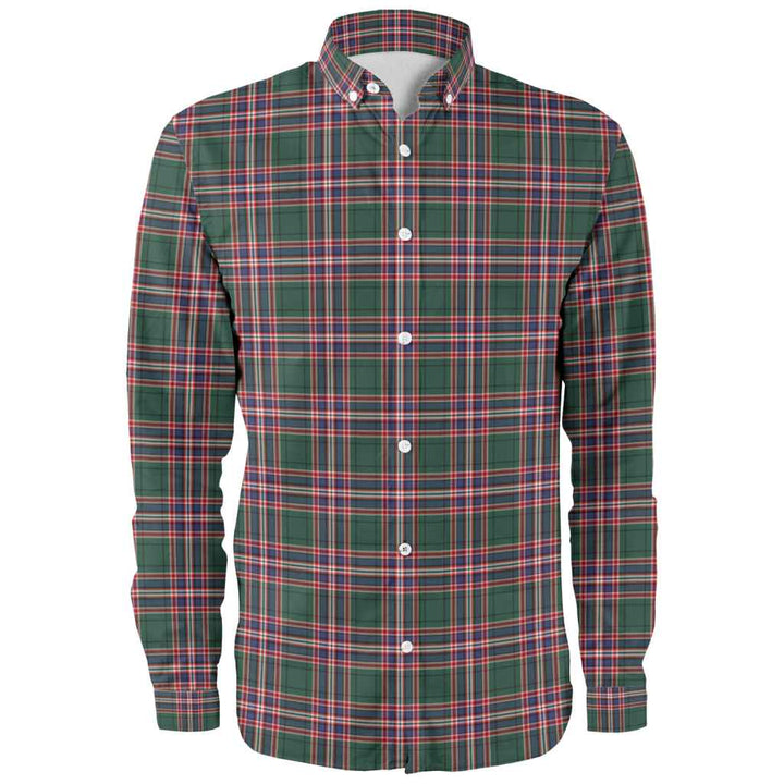 Scottish MacFarlane Hunting Modern Clan Tartan Long Sleeve Shirt Front Side Tartan Plaid