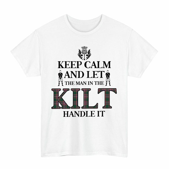 Scottish MacFarlane Hunting Modern Clan Tartan T-Shirt - Keep Calm Tartan Plaid White Color