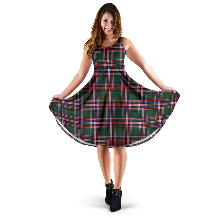 Scottish MacFarlane Hunting Modern Clan Tartan Women Midi Dress