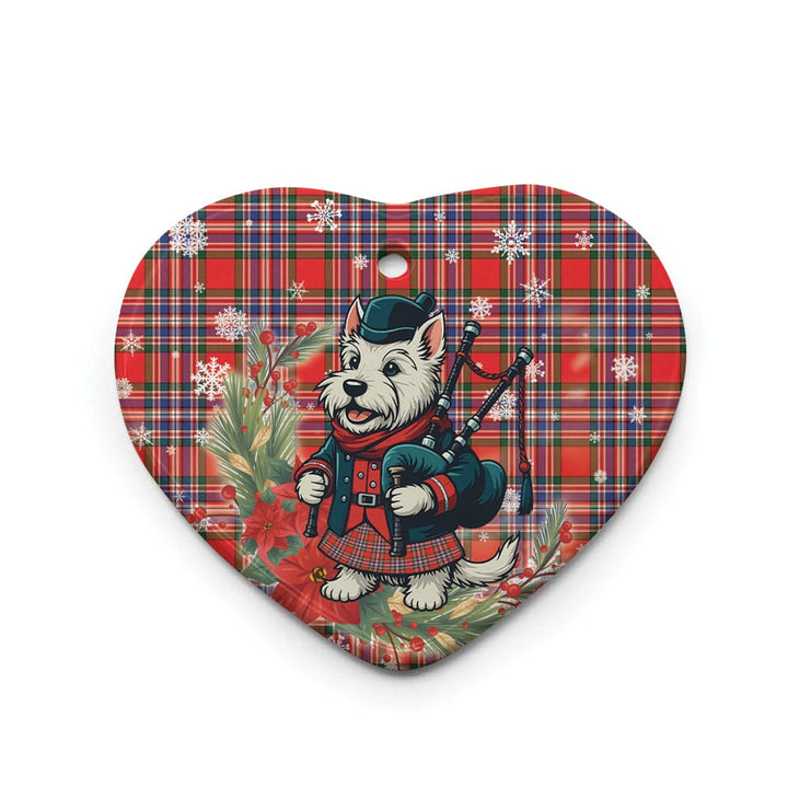 Scottish MacFarlane Modern Clan Tartan Ceramic Ornament Cute Scottish Terrier Dog Heart Style Tartan Plaid
