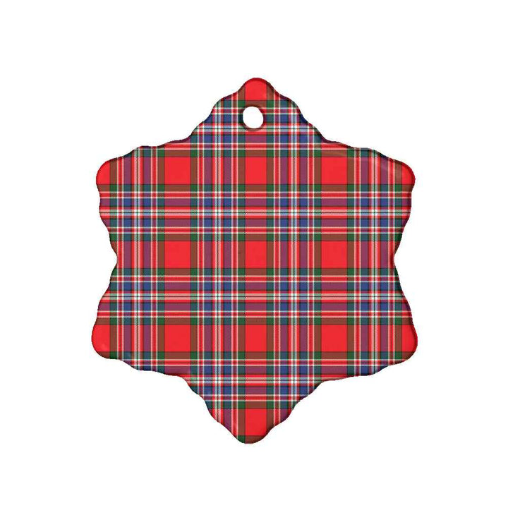 Scottish MacFarlane Modern Clan Tartan Ceramic Ornament Snow Flake Shape Tartan Plaid