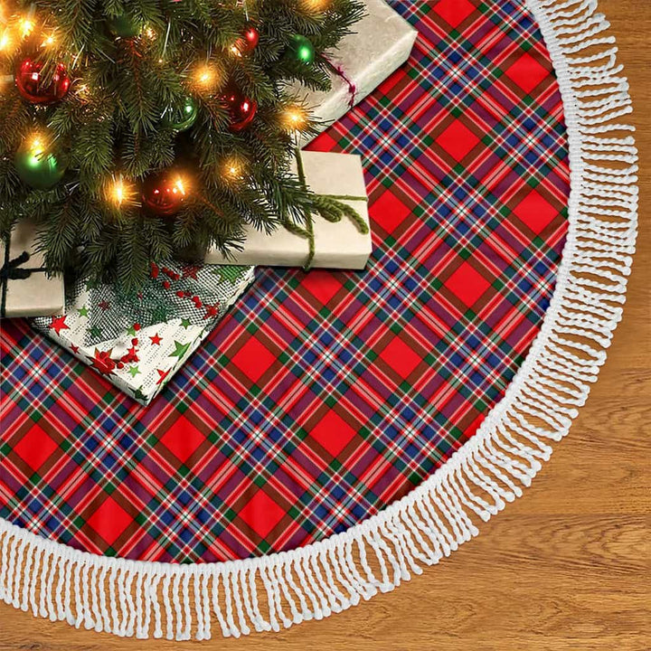 Scottish MacFarlane Modern Clan Tartan Christmas Tree Skirt Tassels 2 Tartan Plaid