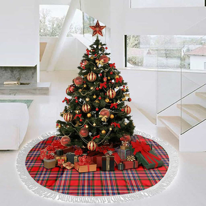 Scottish MacFarlane Modern Clan Tartan Christmas Tree Skirt Tassels 3 Tartan Plaid