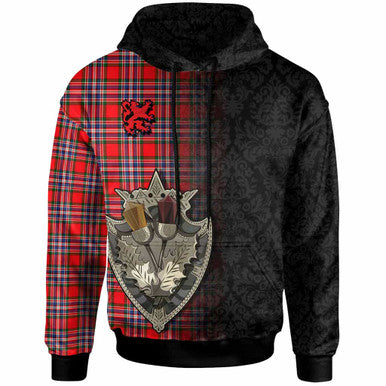 Scottish MacFarlane Modern Clan Tartan Hoodie - Half Thistle Flowers Celtic Design Front Side Tartan Plaid