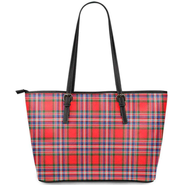 Scottish MacFarlane Modern Clan Tartan Leather Tote Tartan Plaid