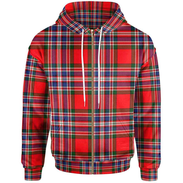 Scottish MacFarlane Modern Clan Tartan Hoodie Zip Tartan Plaid