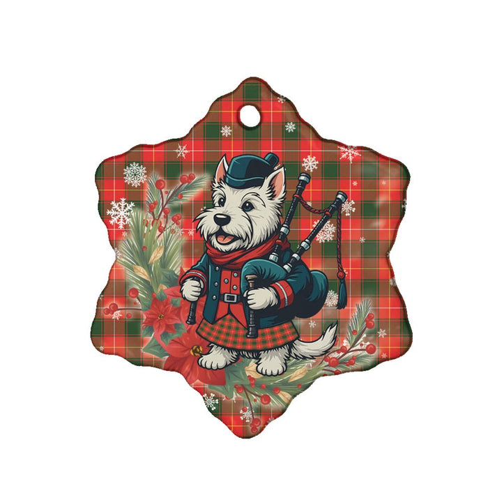 Scottish MacFie Clan Tartan Ceramic Ornament Cute Scottish Terrier Dog Snow Flake Style Tartan Plaid