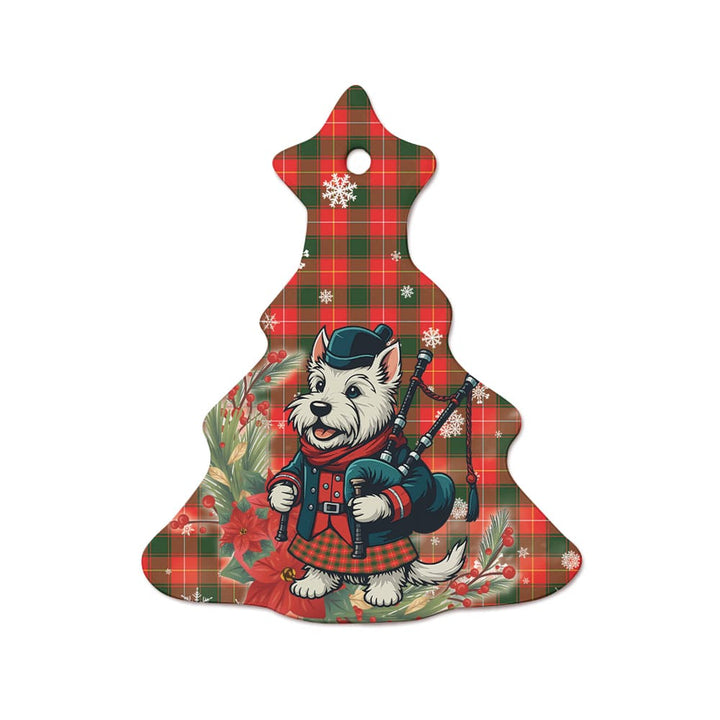 Scottish MacFie Clan Tartan Ceramic Ornament Cute Scottish Terrier Dog Tree Style Tartan Plaid