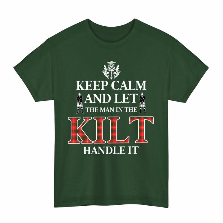 Scottish MacFie Clan Tartan T-Shirt - Keep Calm Tartan Plaid Forest Green Color