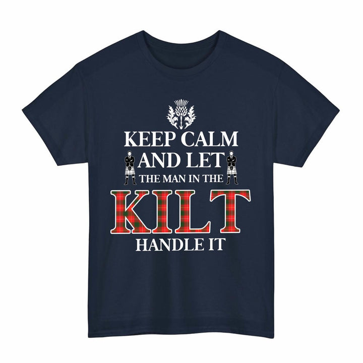 Scottish MacFie Clan Tartan T-Shirt - Keep Calm Tartan Plaid Navy Color