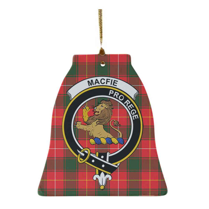 Scottish MacFie (of Dreghorn) Clan Crest Tartan Ceramic Ornament Bell Shape Tartan Plaid