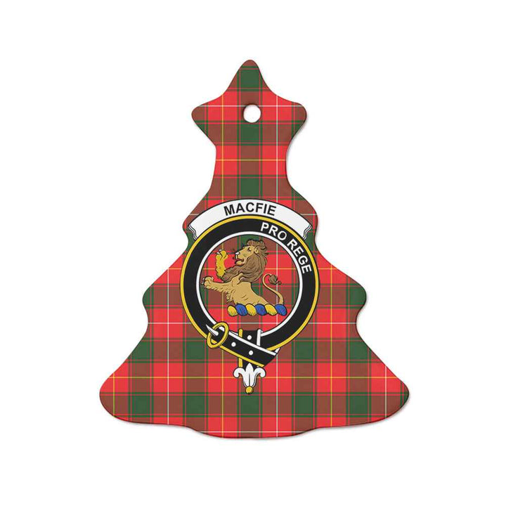 Scottish MacFie (of Dreghorn) Clan Crest Tartan Ceramic Ornament Tree Shape Tartan Plaid