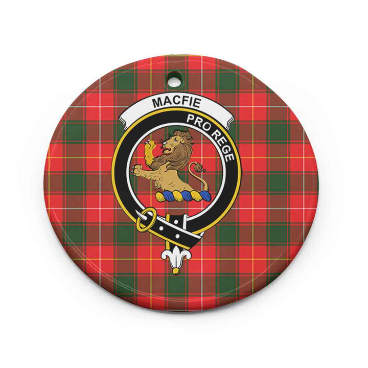 Scottish MacFie (of Dreghorn) Clan Crest Tartan Ceramic Ornament Circle Shape Tartan Plaid