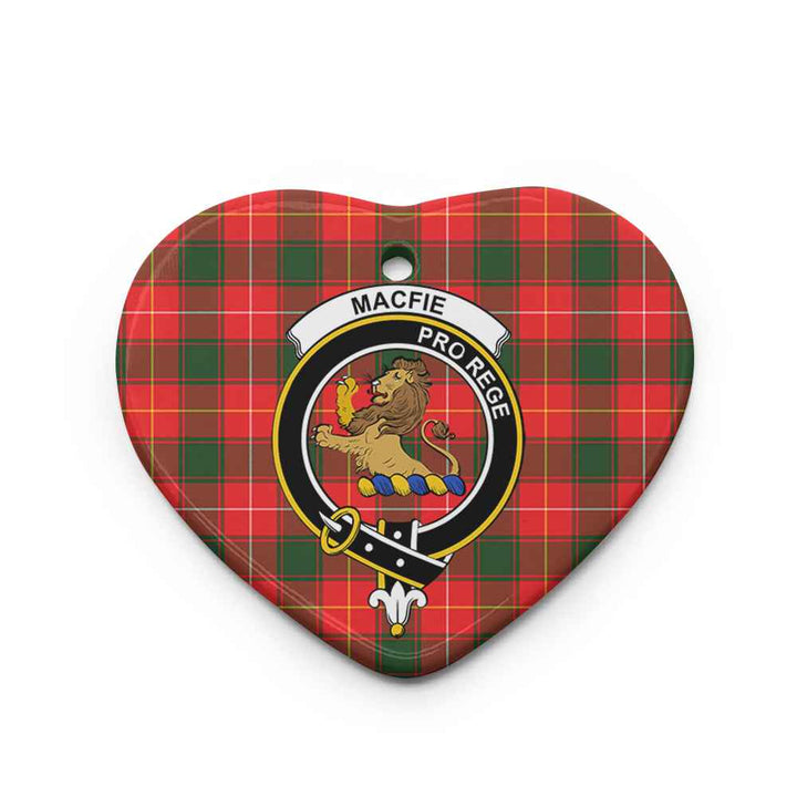 Scottish MacFie (of Dreghorn) Clan Crest Tartan Ceramic Ornament Heart Shape Tartan Plaid
