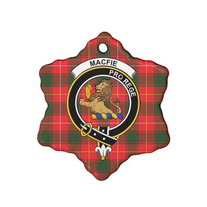 Scottish MacFie (of Dreghorn) Clan Crest Tartan Ceramic Ornament Snow Flake Shape Tartan Plaid